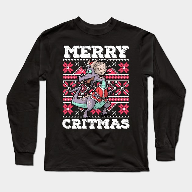 Ugly Christmas D20 Dice RPG Meme Role Play PnP Merry Critmas Long Sleeve T-Shirt by TellingTales
